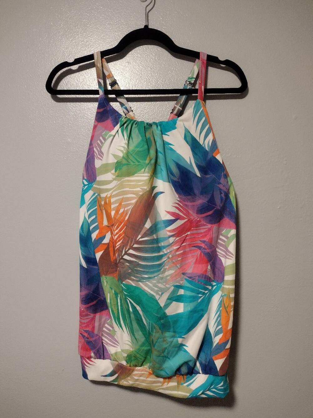 CACIQUE Swim Tank Top Blouson Racerback Shelf Bra